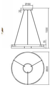 Redo 01-3173 - LED Stmievateľný luster na lanku CASTLE LED/36W/230V čierna