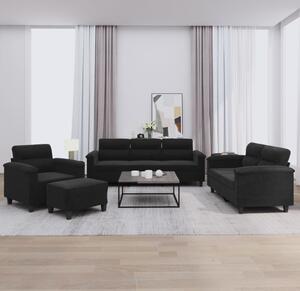 Maison Exclusive – 4-dielna sedacia súprava s vankúšmi, čierna mikrovlákna