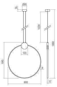 Redo 01-3107 - LED Luster na lanku ATOM LED/20W/230V pr. 60 cm