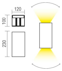 Redo90553-LED Vonkajšie nástenné svietidlo VARY 2xLED/10W/230V 3000K IP54 antracit