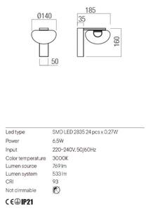 Redo 01-3242 - LED Nástenné svietidlo SINCLAIR LED/6,5W/230V CRI 93 IP21 čierna