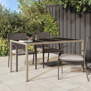 Maison Exclusive – Záhradný stôl 150 x 90 x 75 cm, tvrdené sklo, poly ratan, béová farba