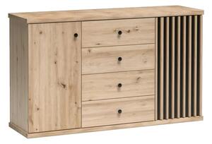 Kondela Dvojdverová komoda so zásuvkami Koli C-4 - dub artisan / čierna