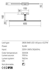 Redo 01-3462 - LED Obrazové svietidlo LINEAR LED/8W/230V 60,5 cm CRI 92 biela