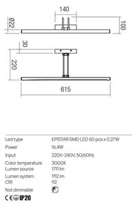 Redo 01-3471 - LED Obrazové svietidlo IKON LED/16,4W/230V 61,5 cm CRI 92 čierna