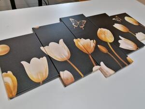 5-dielny obraz tulipány so zlatým motívom - 100x50