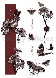 Samolepky na stěnu, rozmer 50 x 70 cm, motýli s kvety WS039, IMPOL TRADE