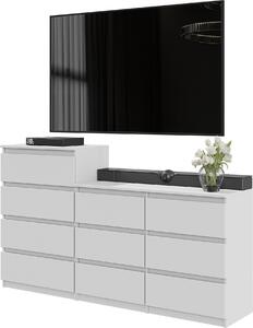 FURNICA - GABRIEL - Komoda s 10 zásuvkami (6+4) - biela matná V92/70cm B160cm D33cm