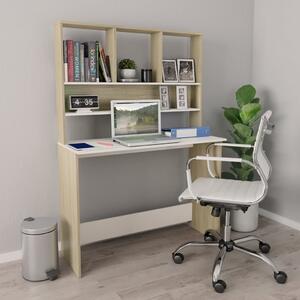 Maison Exclusive – písací stôl s policami, biely dub Sonoma, 110 x 45 x 157 cm