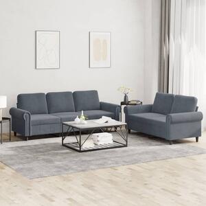 Maison Exclusive – 2-dielna sedacia súprava s vankúšmi, tmavosivý zamat