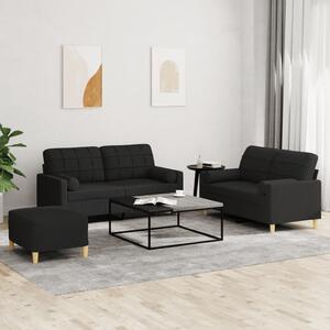 Maison Exclusive – 3-dielna sedacia súprava s vankúmi, ierna látka
