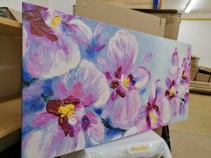 Obraz romantické fialové kvety - 100x50