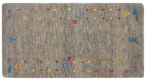 Koberec gabbeh sivý vlna 80 x 150 cm geometrický vzor obdĺžnikový tvar ručne všívaný boho moderný štýl obývačka spálňa detská izba