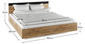 KONDELA Manželská posteľ, 180x200, dub artisan/antracit, GABRIELA