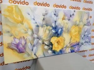 Obraz akvarelové žlté tulipány - 100x50
