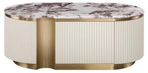 LivinHill Konferenční stolek Stilig ST914B 122 cm mramor/krémový/zlatý