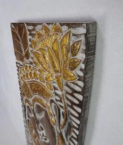 Dekorácia na stenu BUDHA hnedý/zlatý,120x40cm, exotické drevo, ručná práca