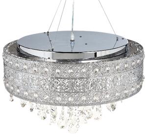Luster strieborný železný chrómovaný povrch závesná lampa s krištáľmi glamour štýl obývacia izba