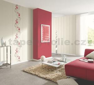 Vliesová tapeta, kvety červené, Pure and Easy 1328720, P+S International, rozmer 10,05 m x 0,53 m