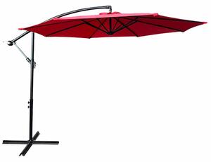 Ak furniture Záhradný slnečník ASTER s bočnou nohou 300 cm červený