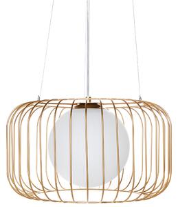 Závesná lampa zlatá kovová železné tienidlo v tvare klietky industriálny štýl obývacia izba spálňa