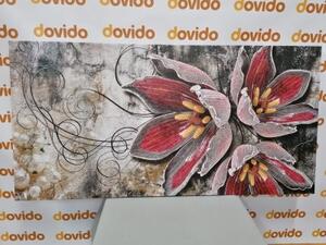 Obraz kvety s perlami - 100x50
