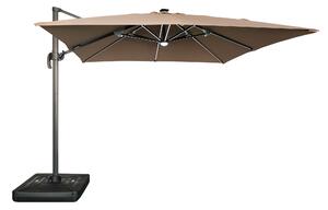 Záhradný slnečník Houseland Vexon s LED osvetlením 300x300 cm svetlohnedý