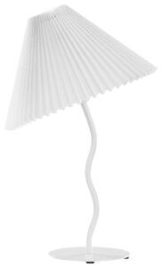 Stolná lampa biely kovový podstavec skladané biele tienidlo moderný minimalistický dizajn obývačka spálňa