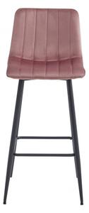 Set štyroch barových stoličiek POZZA zamatové ružové (čierne nohy) 4 ks