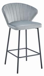 Barová stolička GATTA zamatová strieborná (čierne nohy)