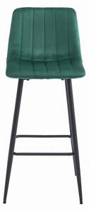 Barová stolička POZZA zamatová zelená (čierne nohy)