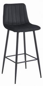 Set štyroch barových stoličiek POZZA zamatové čierne (čierne nohy) 4 ks