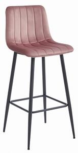 Set dvoch barových stoličiek POZZA zamatové ružové (čierne nohy) 2 ks