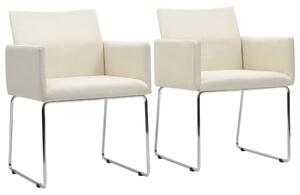 Jedálenské stoličky 2 ks, ľanový vzhľad, biele, látka