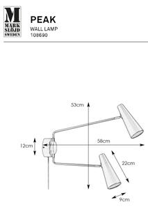 Markslöjd 108690 - Nástenná lampa PEAK 2xE14/40W/230V čierna