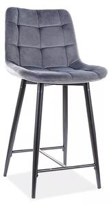 Signal Zamatová barová stolička CHIC 90 cm sivá