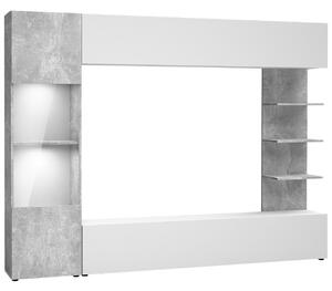 Obývacia stena Alemiko, Osvetlenie: osvetlenie LED biele, Farby: biely / betón Mirjan24 5903211167799