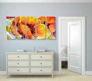 5-dielny obraz kytica makových kvetov - 100x50