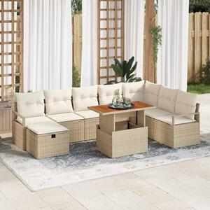 Maison Exclusive - Záhradný nábytok s vankúmi s úloným priestorom 9 ks Béový Poly-rattan