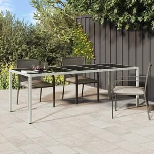 Maison Exclusive - Záhradný stôl biely 250x100x75 cm Poly ratan a tvrdené sklo