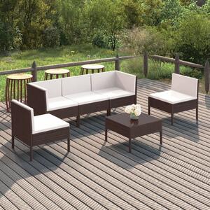 Maison Exclusive – 6-dielna záhradná súprava s poduškami z polyratanu, hnedá