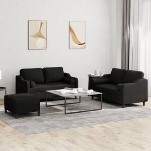 Maison Exclusive – 3-dielna sedacia súprava s vankúmi, ierna látka