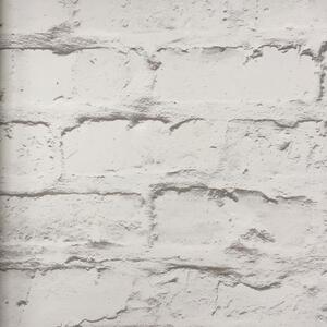 Vliesové tapety na stenu tehlová stena bielo-hnedá 19603, rozmer 10,05 m x 0,53 m, GRANDECO