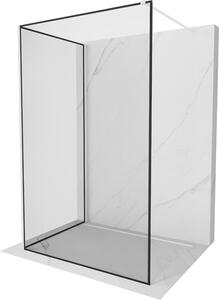 Mexen Kioto, 2-stenová sprchová zástena Walk-In 90 x 70 cm, 8mm číre sklo čierny vzor, biely profil, 800-090-212-20-70-070