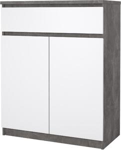 Tvilum Komoda Simplicitous 234 80 cm beton/bílá lesk