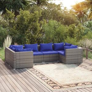 Maison Exclusive – 6-dielna záhradná súprava s vankúmi Poly Rattan Grey