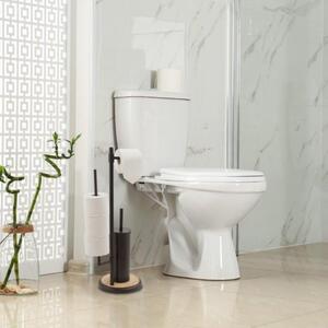 Erga Sisu, držiak na toaletný papier so zásobníkom a WC kefou 3v1, čierna matná-hnedá, ERG-YKA-P.SISU-BLK-B