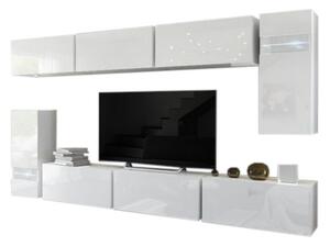 Obývacia stena ELPASO 3 + LED, biela/biela lesk