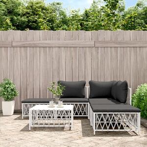 Maison Exclusive – 6-dielna záhradná súprava s vankúmi, biela oce