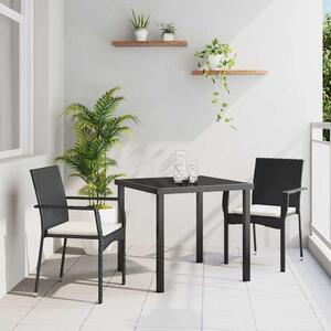 Maison Exclusive – Záhradná jedálenská súprava, 3 kusy, čierna, umelý ratan